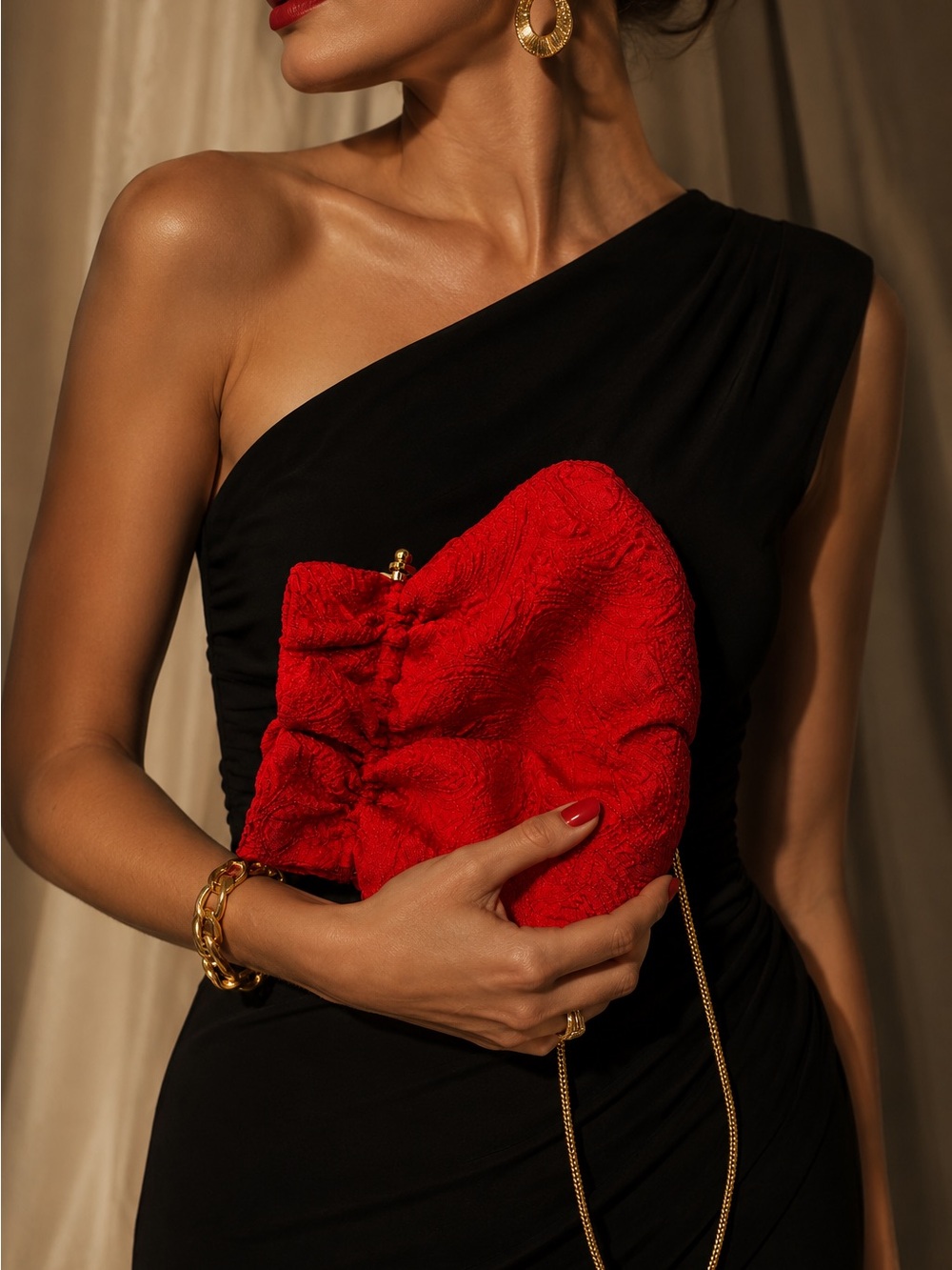 ❤️ Vanessa Vintage Red Guipure Evening Bag – 1990s Elegant Clutch Purse - Picture 6 of 10